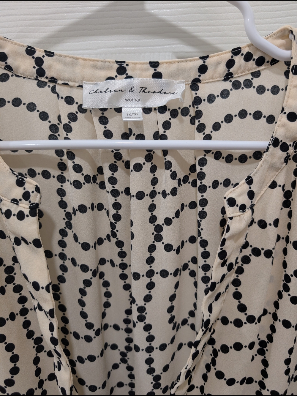 Chelsea & Theodore Cream and Black Dot-Chain Blouse - Picture 2 of 2